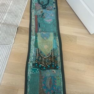 Bohemian beaded embroidery Patchwork Table Runner